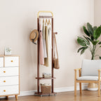 Coat Racks solid wood hanger 15.7* 11.8*71in Solid environmental protection easy to assemble beautiful can be placed in the bedroom/entrance/living room (Walnut) - Grand Goldman Shop