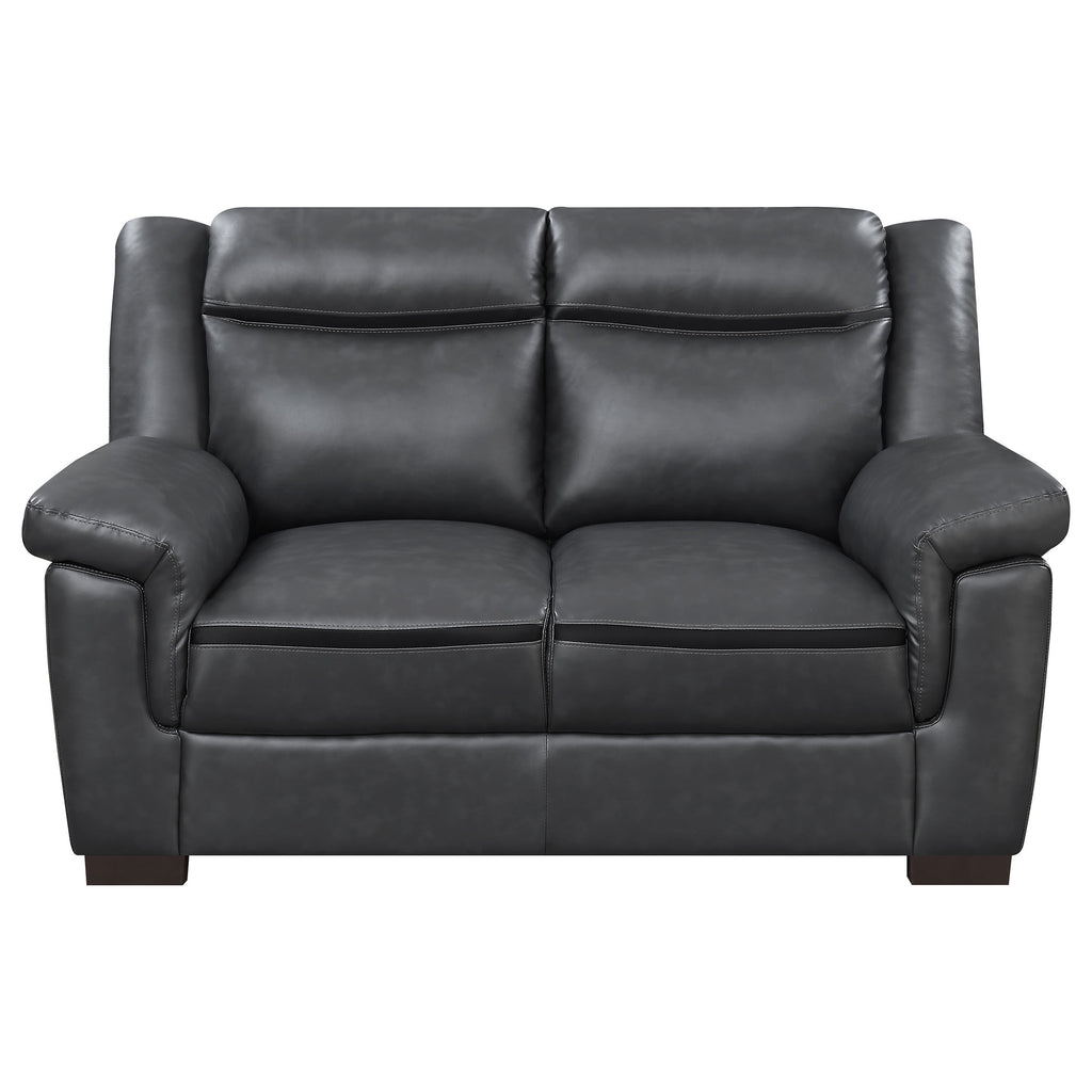 Borden Grey 2-Piece Faux Leather Living Room Set with Smooth Upholstery, Grey Color, Medium Size - Grand Goldman Shop