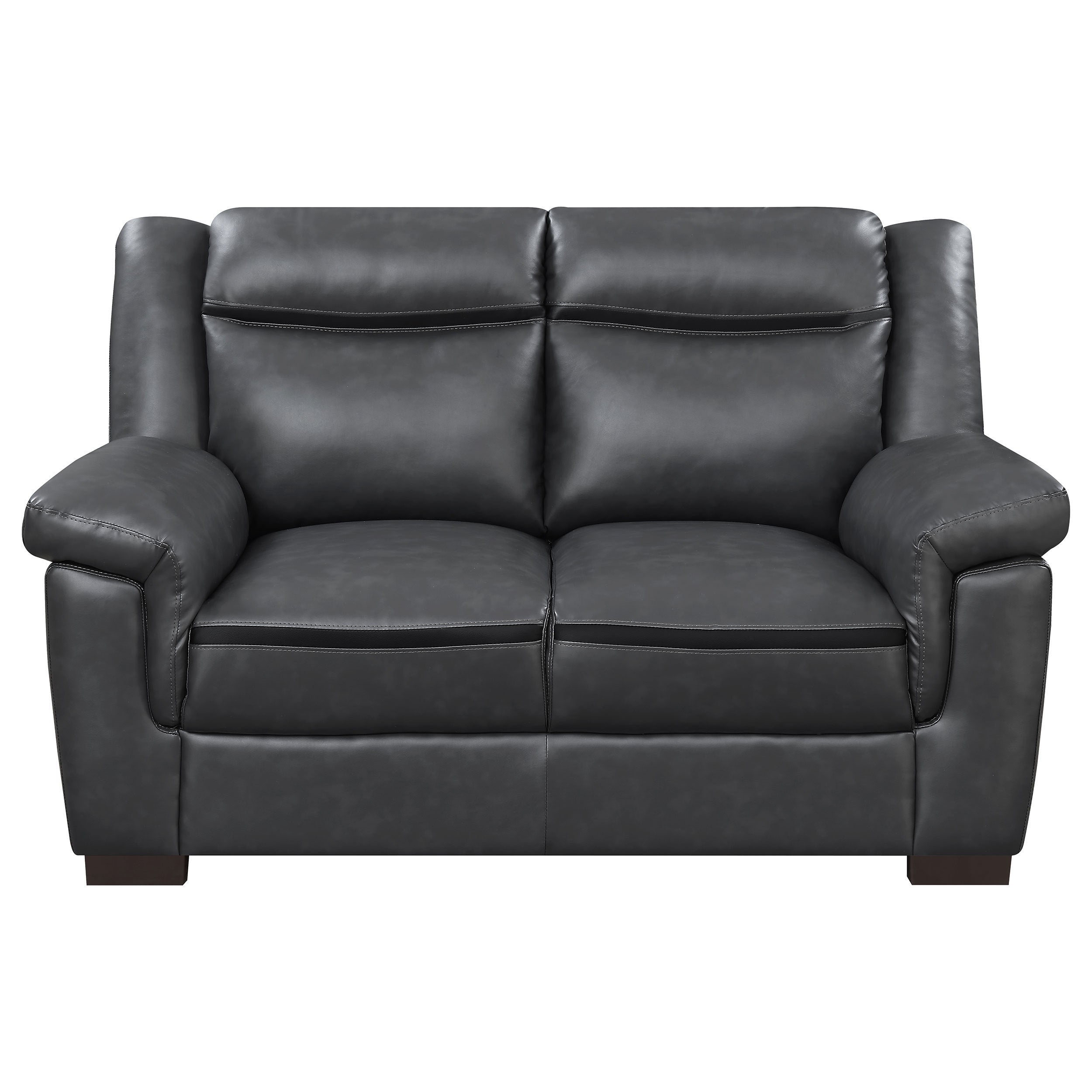 Borden Grey 2-Piece Faux Leather Living Room Set with Smooth Upholstery, Grey Color, Medium Size - Grand Goldman Shop