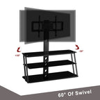Multi-Function Adjustable TV Stand Black Tempered Glass - Grand Goldman Shop