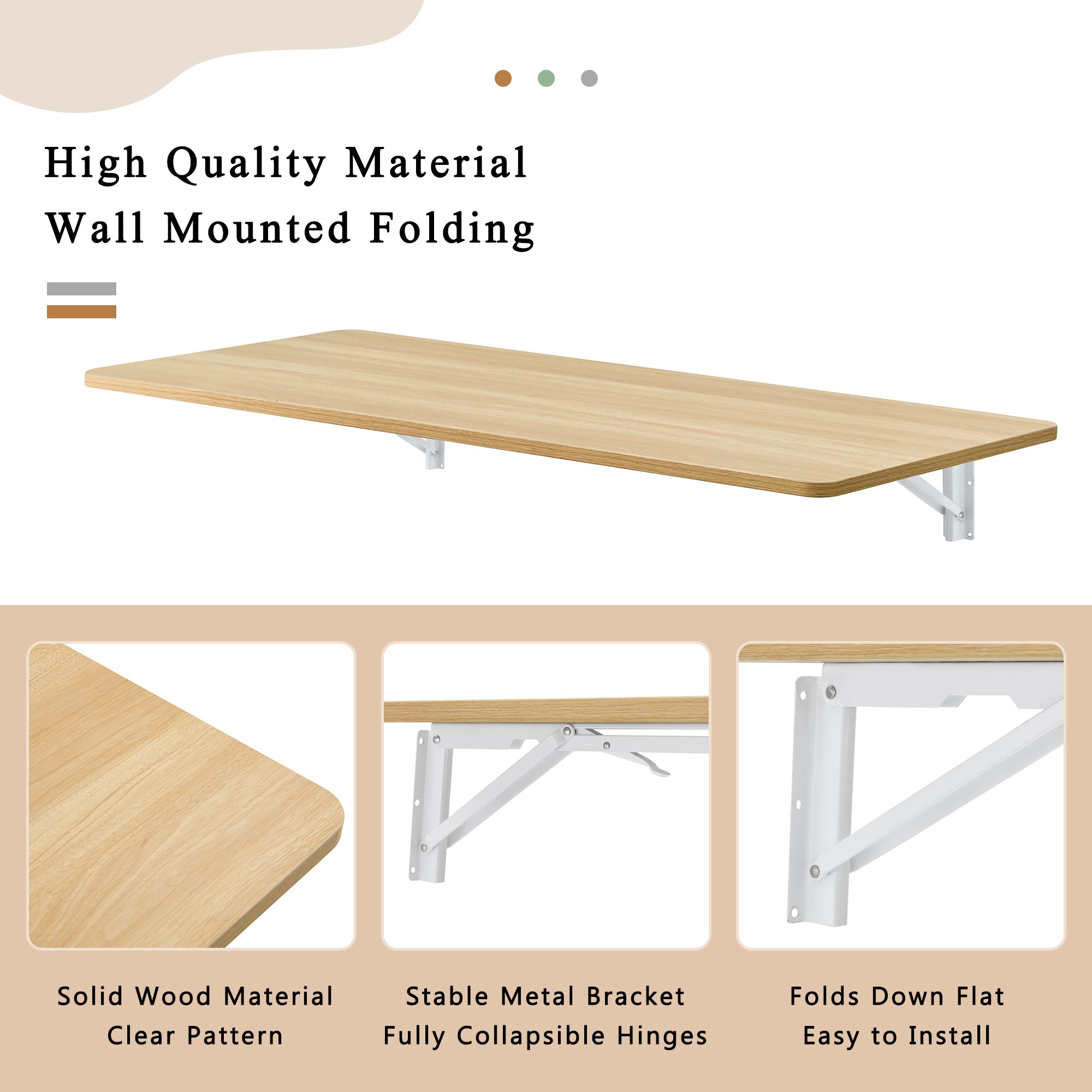 Laundry Room Folding Table Wall Mounted Folding Table for Small Spaces,Fold Down Desk,Workbench,Addition to Garage & Shed/Home Office/Laundry Room/Home Bar/Kitchen & Dining Room,45*22*6.5 inches. - Grand Goldman Shop
