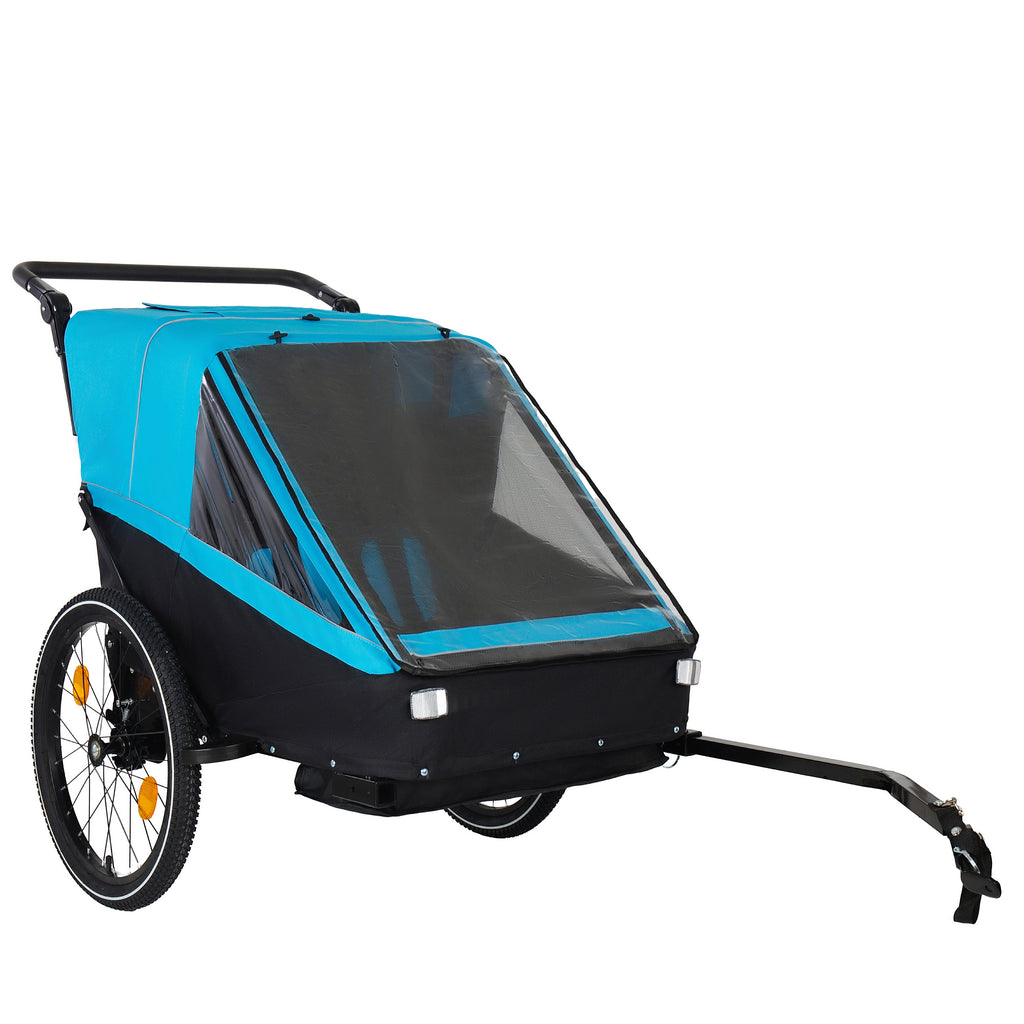 2 in 1 Kids Bike Trailer and Stroller for 1 to 2 Children, Jogging Function, Foldable Compact Storage with Universal Bike Hit
