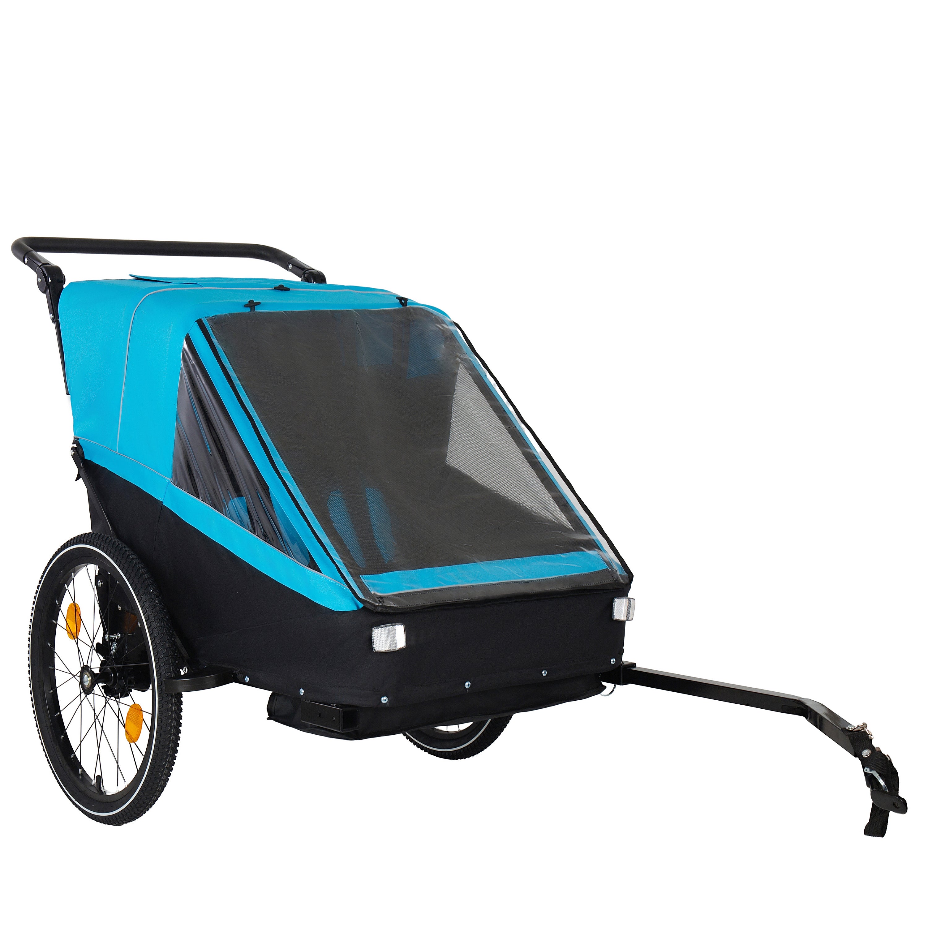 2 in 1 Kids Bike Trailer and Stroller for 1 to 2 Children, Jogging Function, Foldable Compact Storage with Universal Bike Hit