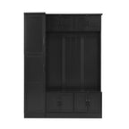 VIBE HAUS 79'' Tall Modern Hall Tree with Shoe Storage, 4-in-1 Entryway Bench with 6 Cabinets, 4 Coat Hooks & Adjustable Shelf for Hallway, living room, Black - Grand Goldman Shop