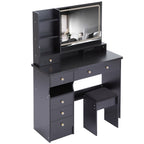 41' Large Size Left Drawer Desktop Vanity Table+Cushioned Stool Dresser Set, 2 AC+2 USB Power Station, Hair Dryer Stand, Extra Large Touch Control LED Mirror, 3-color Switch, EPA, GCC, UL Certificate - Grand Goldman Shop