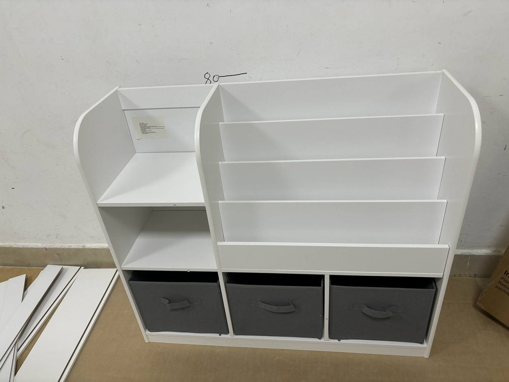 Kids Bookcase and Bookshelf with 3 Collapsible Fabric Drawers, Multifunctional Display Stand for Bedroom, Playroom, Hallway i
