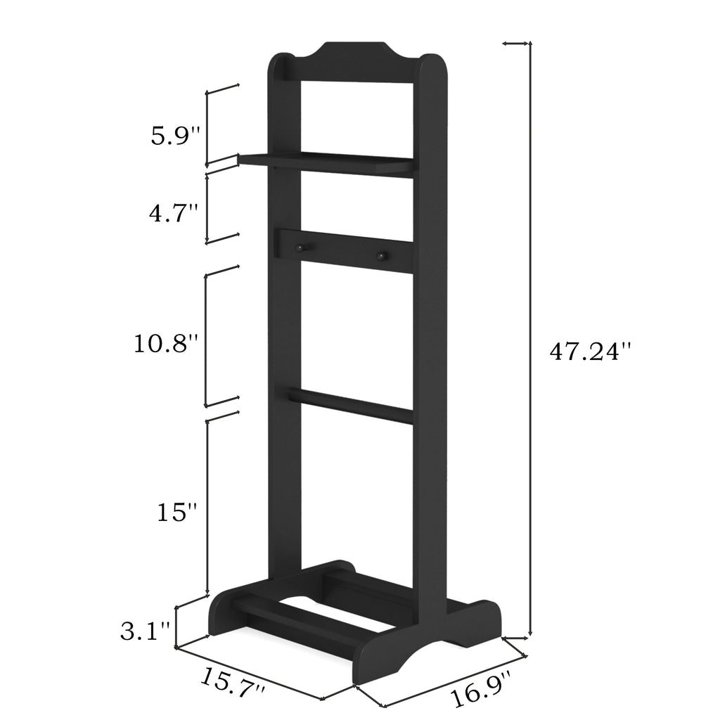 Accent Portable Garment Rack,Clothes Valet Stand with Storage Organizer,Black Finish - Grand Goldman Shop