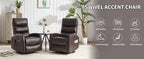 Heat Massage Manual Recliner Chair with Rocker and Swivel in Fabric for Living Room, Brown - Grand Goldman Shop