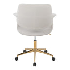 Mid-Century Modern Office Chair in Gold Metal and Cream Velvet | Premium Home Decor - Grand Goldman