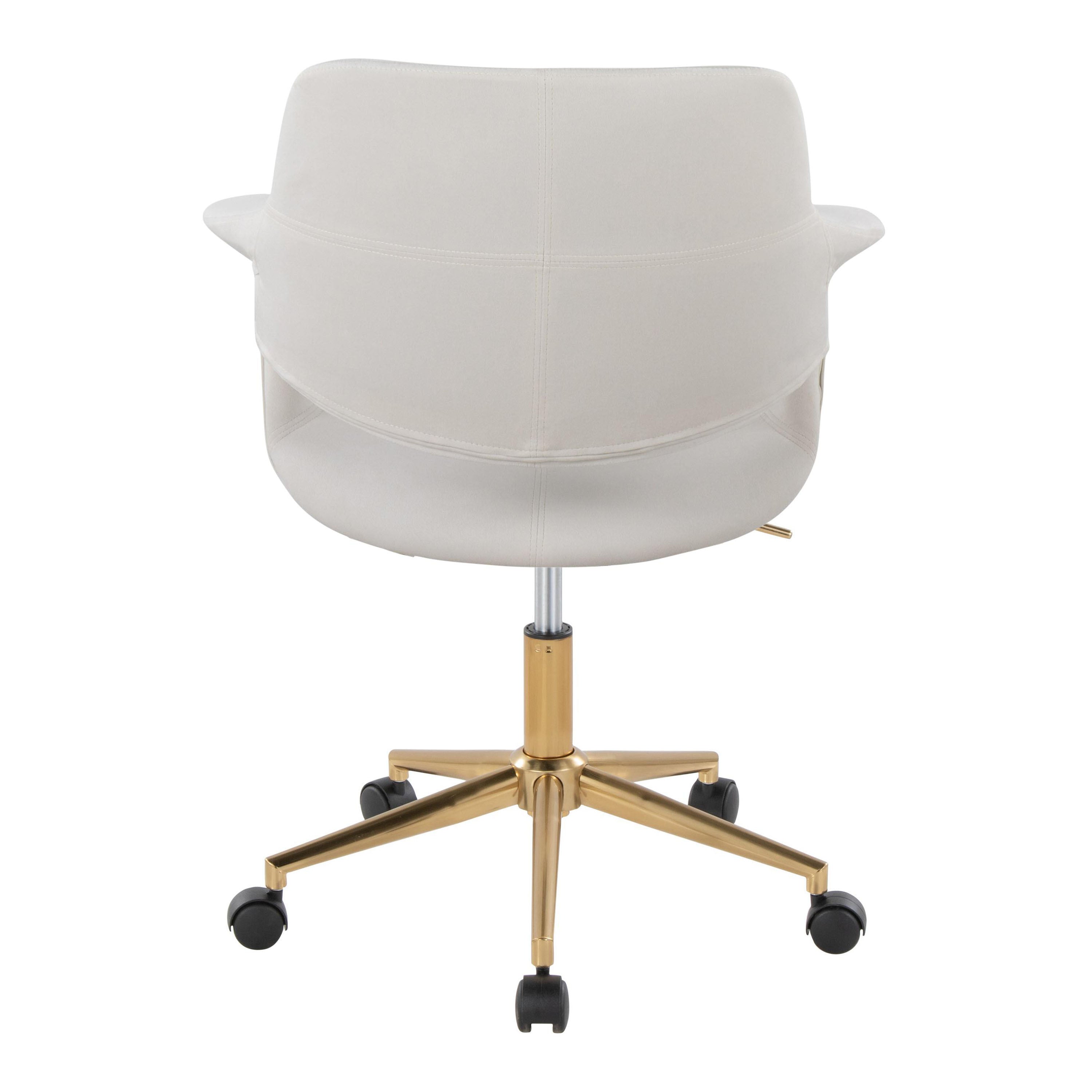 Mid-Century Modern Office Chair in Gold Metal and Cream Velvet | Premium Home Decor - Grand Goldman