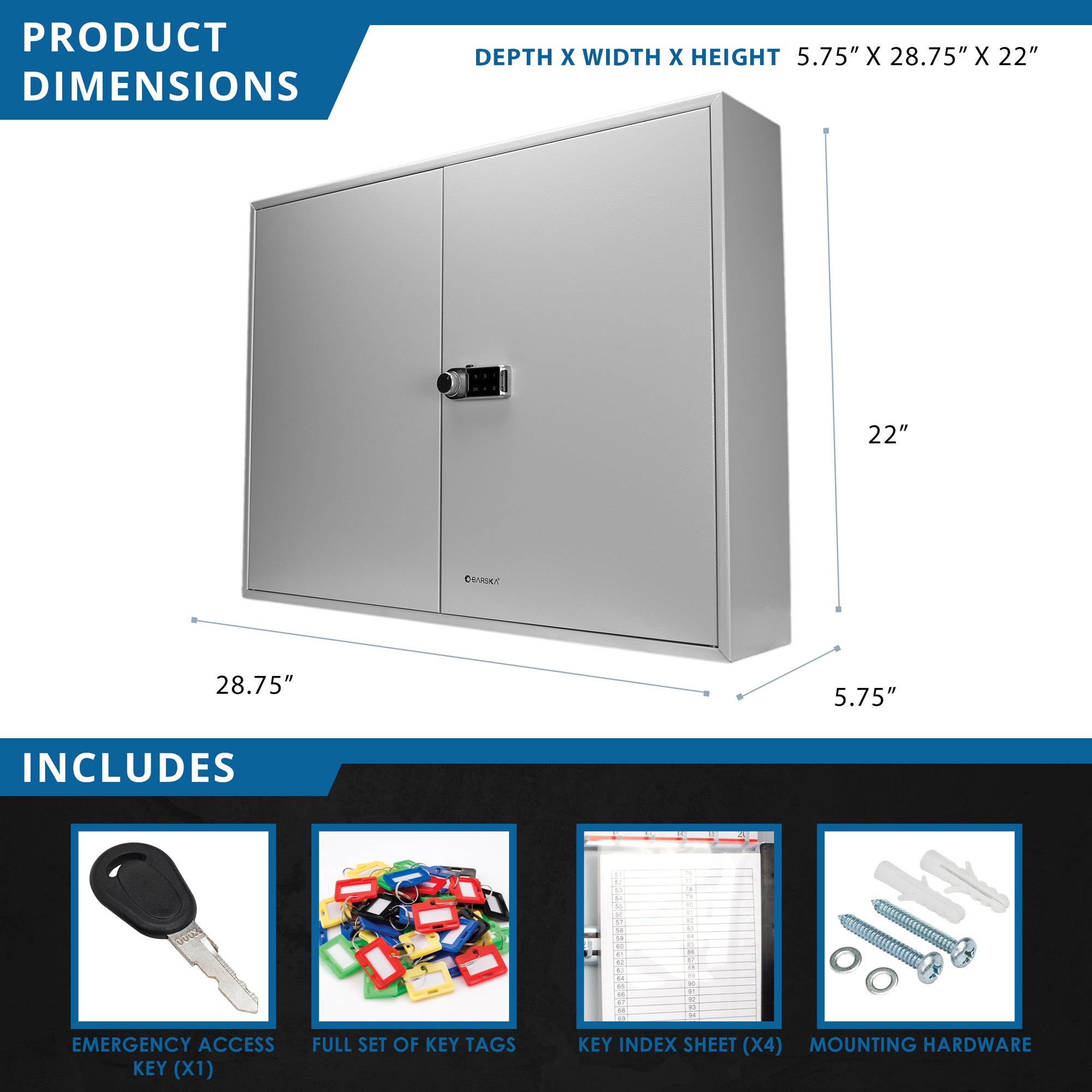 Adjustable Key Cabinet with Digital Lock Grey Steel 400 Keys Capacity - Grand Goldman