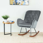 Hannah Mid Century Modern Rocking Chair In Dark Grey - Grand Goldman Shop