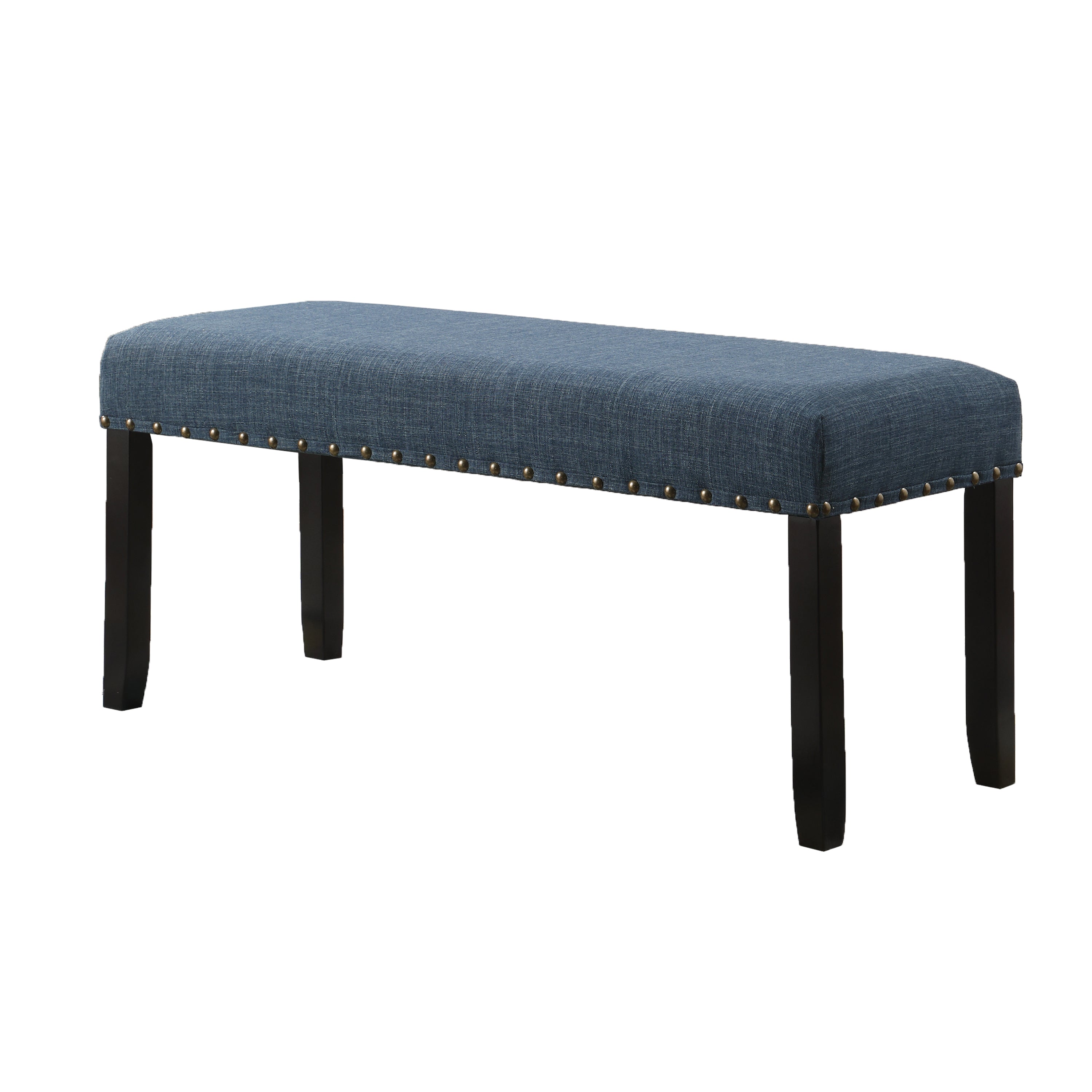 Biony Fabric Dining Bench with Nailhead Trim, Blue - Grand Goldman Shop