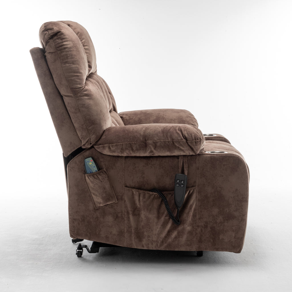 Lift Chair for Big and Tall Person with Inconvenient Legs: High Density Foam Lift Sofa with Heat and Massage, 2 Pockets, 2 Cup Holder, 2 Remote, 2 OKIN Motor - Grand Goldman Shop