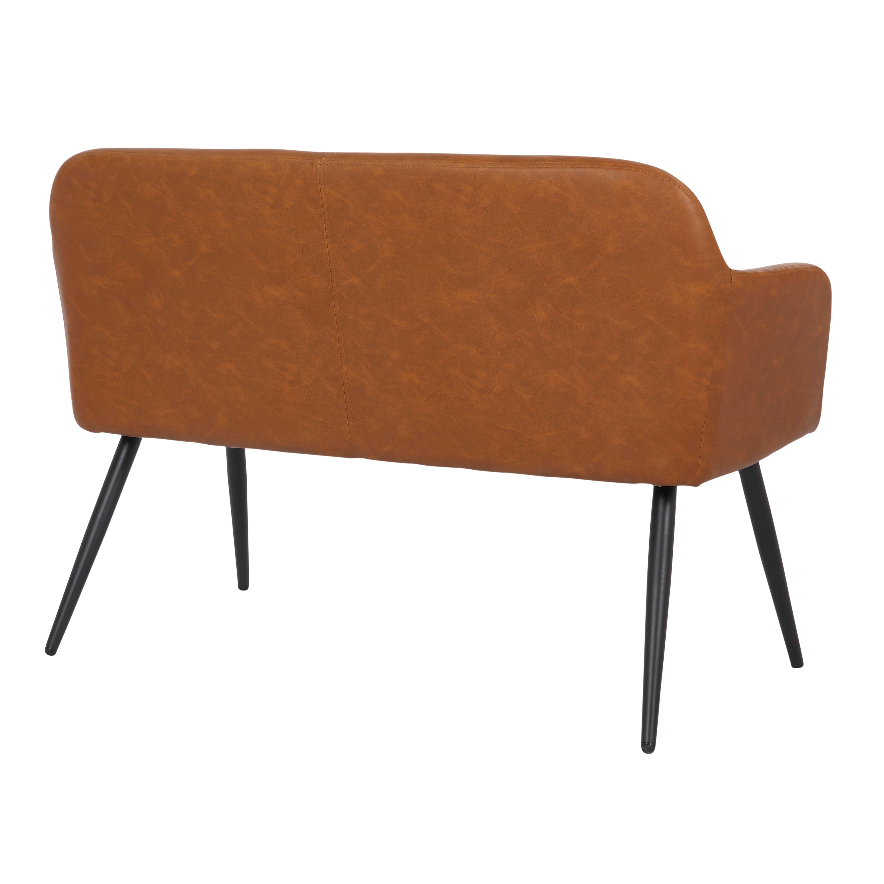 Daniella Industrial High Back Bench in Black Steel and Camel Faux Leather by - Grand Goldman Shop