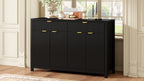 U_STYLE Modern 55.1'' Sideboard Buffet Cabinet with 2 Drawers & 4 Doors, Adjustable Shelves, Wave-Pattern Design, Aluminum Handles, Painted MDF, Scandinavian Storage for Dining Room, Living Room - Grand Goldman Shop