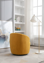 Teddy Fabric Swivel Accent Armchair Barrel Chair With Black Powder Coating Metal Ring,Yellow - Grand Goldman Shop