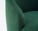 Teddy Fabric Swivel Accent Armchair Barrel Chair With Black Powder Coating Metal Ring,Dark Green - Grand Goldman Shop
