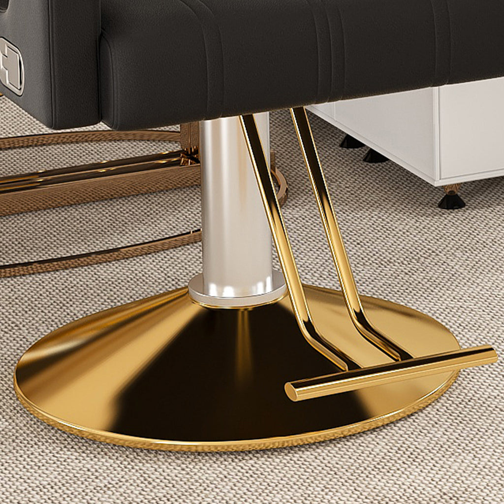 Professional Hydraulic Barber Chair with 360° Swivel, Adjustable Height, Stainless Steel Armrests & Reclining Backrest in Black & Gold - Grand Goldman Shop