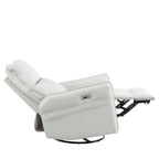 270° Power Swivel Rocker Recliner Chair, PU Leather Electric Glider Reclining Sofa with USB Ports, Power Swivel Glider, Rocking Chair,Nursery Recliners for Living Room Bedroom(Light Gray+270°Swivel) - Grand Goldman Shop