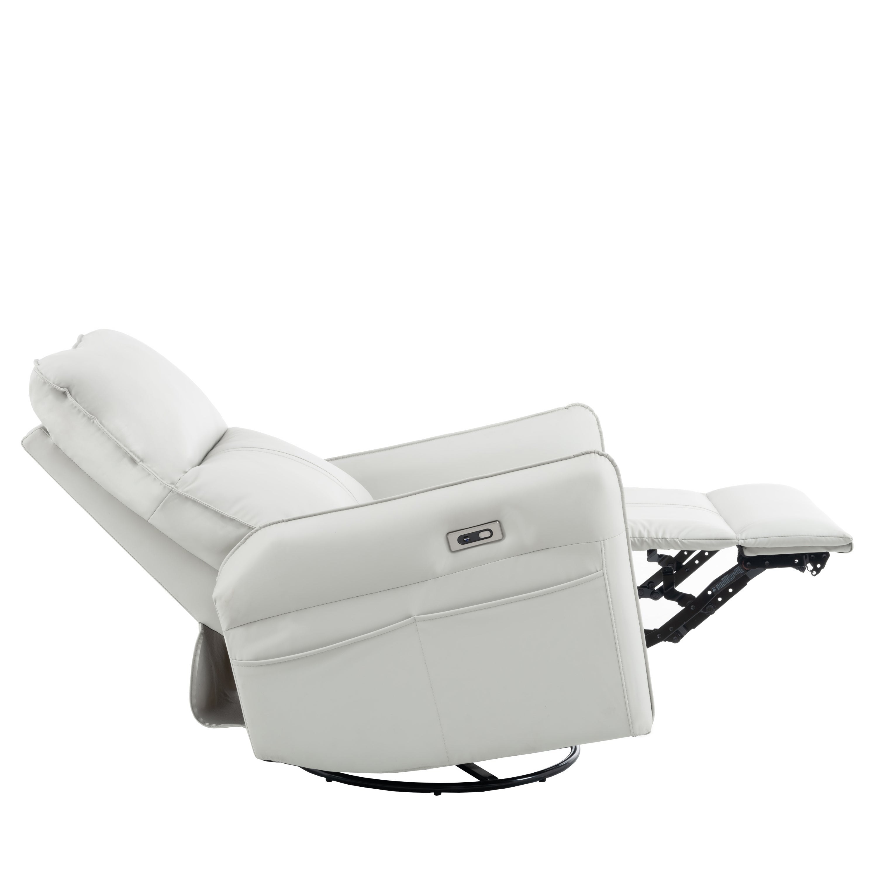 270° Power Swivel Rocker Recliner Chair, PU Leather Electric Glider Reclining Sofa with USB Ports, Power Swivel Glider, Rocking Chair,Nursery Recliners for Living Room Bedroom(Light Gray+270°Swivel) - Grand Goldman Shop