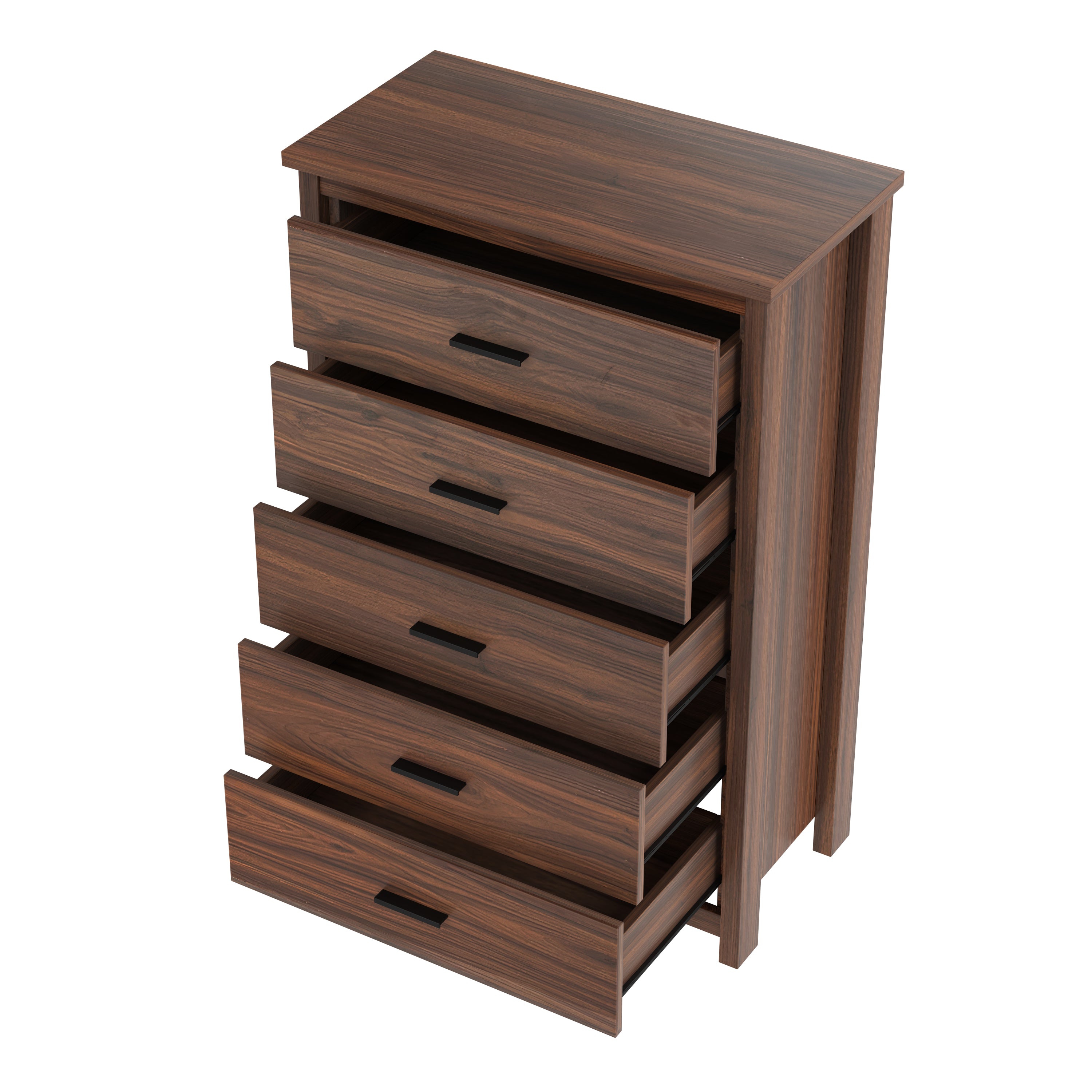 4PCS Bedroom Sets, Wooden Queen Size Bed Frame with Storage Headboard and Charging Station, 2 Nightstands with 2 Drawers, 1 Dresser with 5 Drawers, Walnut(old SKU HL000102AAD) - Grand Goldman Shop
