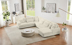 Modern Oversized U-shaped Sectional Sofa with Chaise Lounge in Beige Corduroy, 129' - Grand Goldman Shop