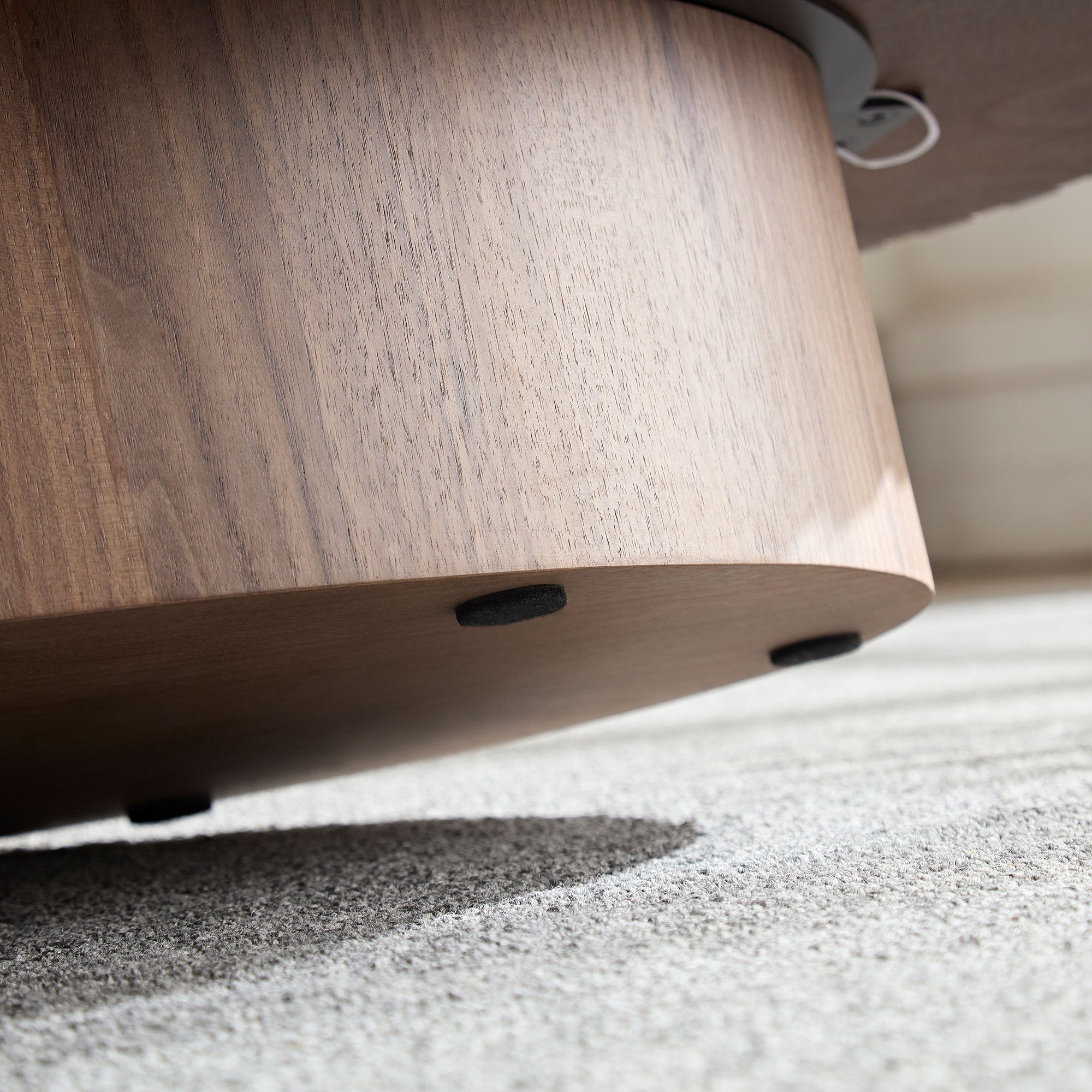 Modern Handcraft Drum Coffee Table Length 43.7 inch Ellipse Coffee Table for Living Room,Oval Small Coffee Table with Sturdy Pedestal,Walnut MDF,W2582P251185 - Grand Goldman Shop