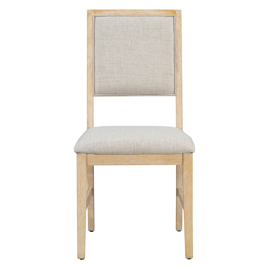 TREXM 6-Piece Retro Dining Table Set for 6, 60' Wood Kitchen Table and Chairs Set of 4 with Bench Designed Trestle Base for kitchen & Dining Room (Natural) - Grand Goldman Shop