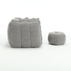 Soft Chenille Bean Bag Chair with High Resilient Foam for Living Room and Bedroom, Comfortable Square Lazy Sofa with Footstool for Adults - Grand Goldman Shop