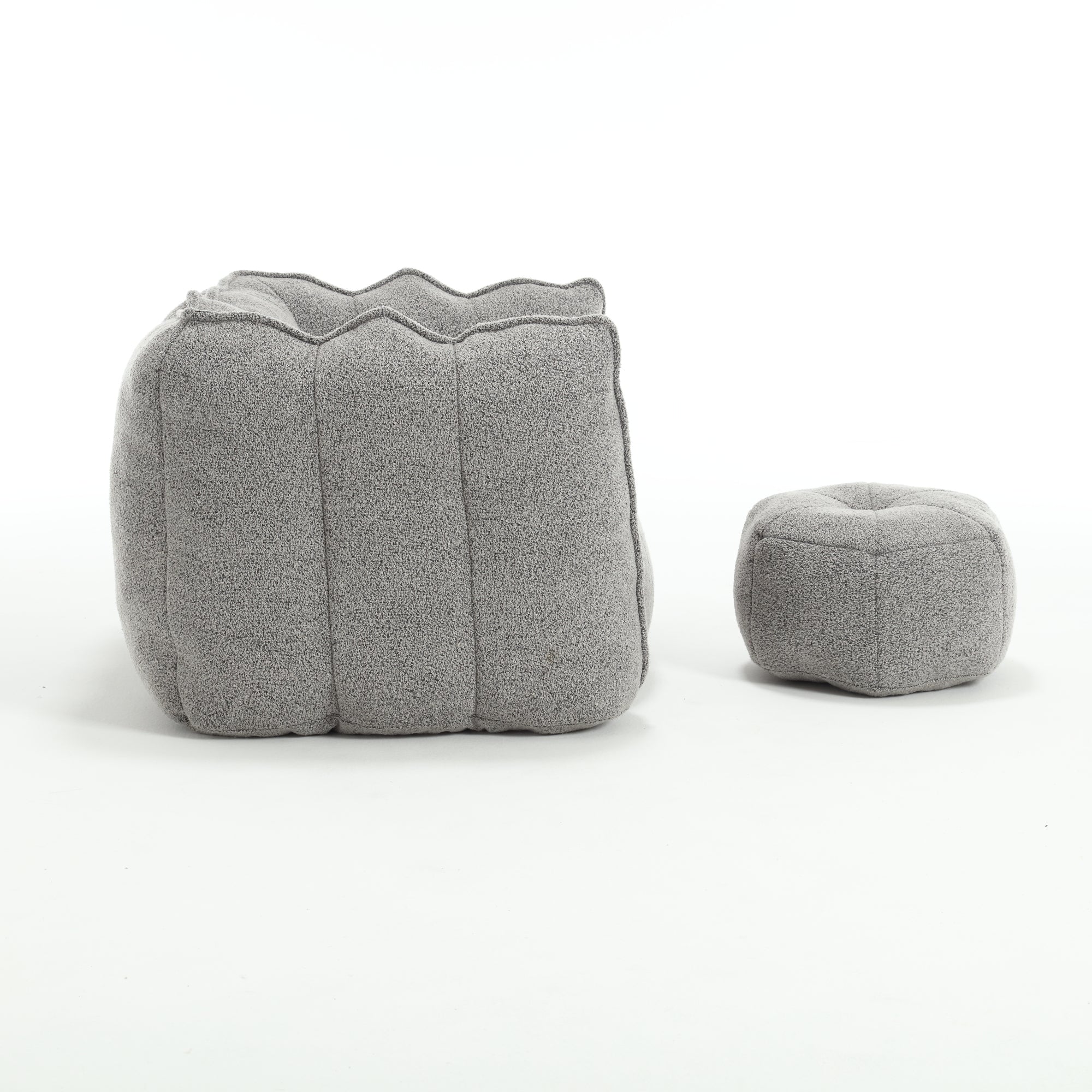 Soft Chenille Bean Bag Chair with High Resilient Foam for Living Room and Bedroom, Comfortable Square Lazy Sofa with Footstool for Adults - Grand Goldman Shop
