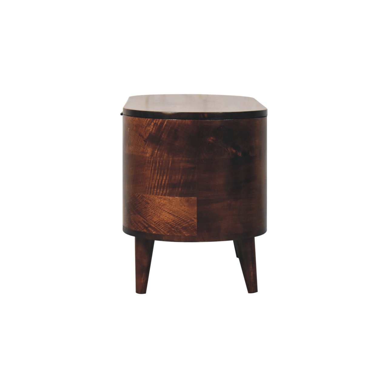 Solid Wood Curved California Walnut Blanket Box, Nordic Legs, Brown - Grand Goldman Shop