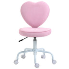 HOMCOM Heart Love Shaped Back Design Office Chair with Adjustable Height and 360 Swivel Castor Wheels, Pink | Premium Home De