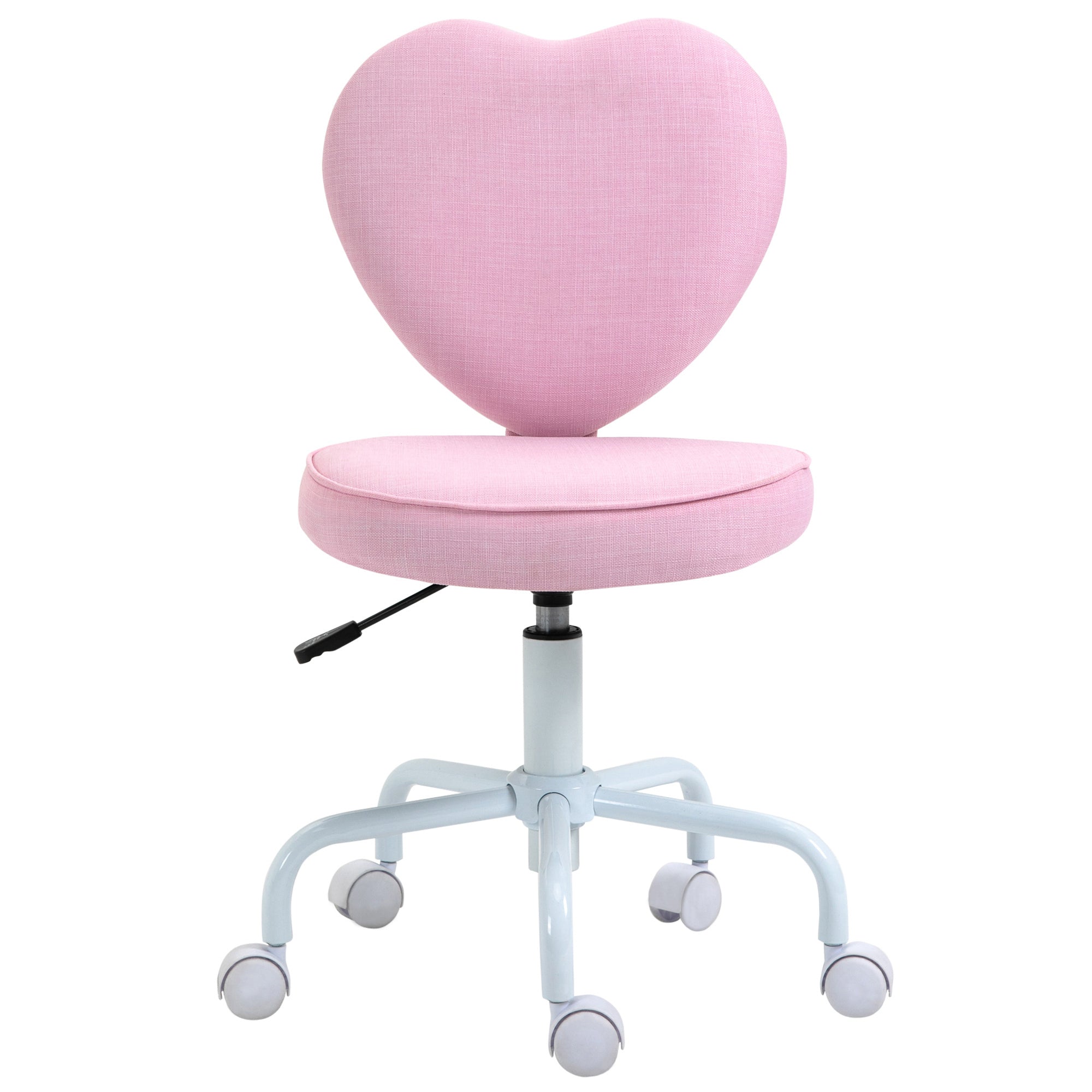 HOMCOM Heart Love Shaped Back Design Office Chair with Adjustable Height and 360 Swivel Castor Wheels, Pink | Premium Home De