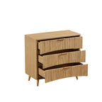 Fluted 3 Drawer Dresser, Modern Tall Chest of Drawers with Vertical Grooved Design, Wood Storage Cabinet with Metal Handles for Bedroom Living Room, Oak. (23.6'W x 15'D x 30'H). - Grand Goldman Shop