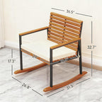 Lawn Rocking Chair Set of 2 Rocking Chairs with Armrests Cushion, Cream White - Grand Goldman Shop
