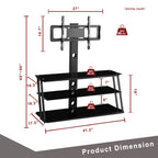 Multi-Function Adjustable TV Stand Black Tempered Glass - Grand Goldman Shop
