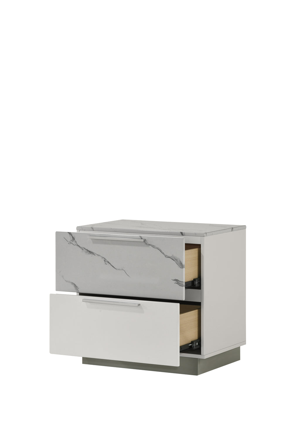 Mist Queen 4-Piece Set – Two-Tone High-Gloss Marble & Lacquer Finish with LED Lighting White - Grand Goldman Shop