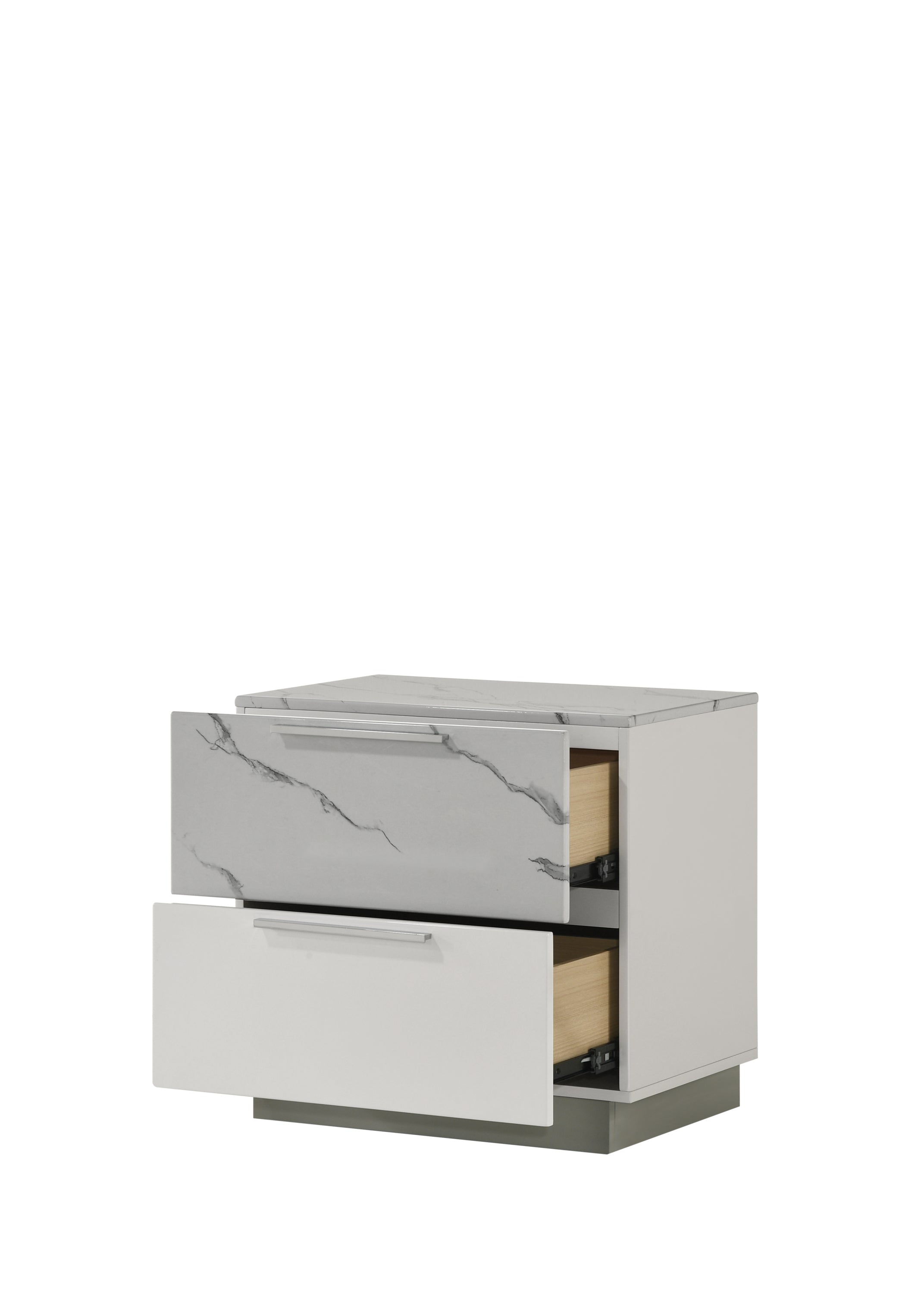Mist Queen 4-Piece Set – Two-Tone High-Gloss Marble & Lacquer Finish with LED Lighting White - Grand Goldman Shop