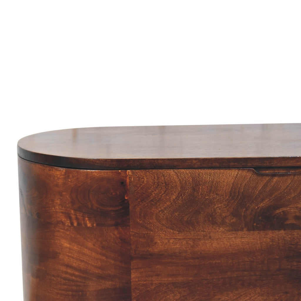Solid Wood Curved California Walnut Blanket Box, Nordic Legs, Brown - Grand Goldman Shop