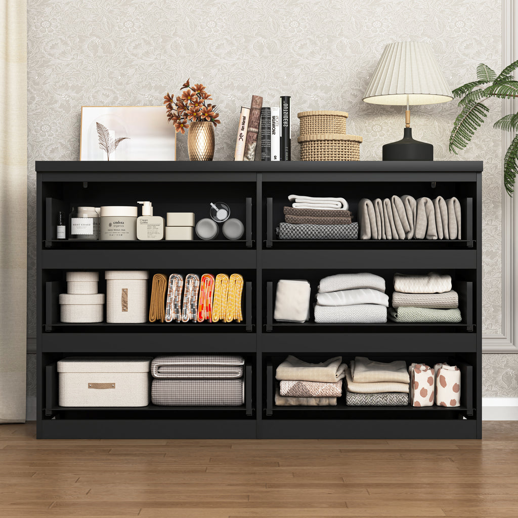 6 Drawer Storage Cabinet ,Dresser, Wood Storage Tower Clothes Organizer, Wide Chest of 6 Drawers, Large Storage Space for Bedroom, Hallway, Entryway Living Room - Grand Goldman Shop