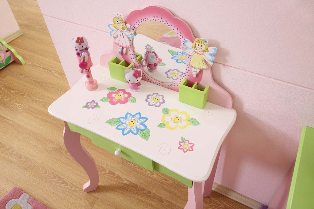 Kids Funnel Layla Girls Flower Vanity Set with Stool | Premium Home Decor - Grand Goldman