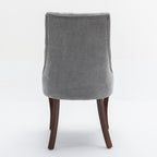 Rayon Cloth Flocking Linen Dining Chairs Channel Kitchen Dinner Chair Comfy Fabric Upholstered Accent Chair for Dining Room with Curved Solid Wood Legs,Set of 2 (Gray), SW1847GY - Grand Goldman Shop