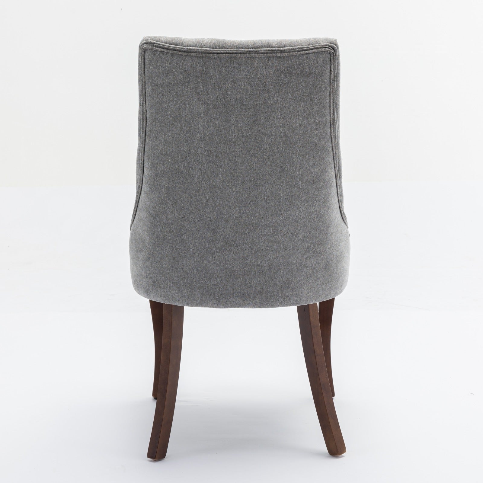 Rayon Cloth Flocking Linen Dining Chairs Channel Kitchen Dinner Chair Comfy Fabric Upholstered Accent Chair for Dining Room with Curved Solid Wood Legs,Set of 2 (Gray), SW1847GY - Grand Goldman Shop