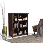 Acadian 9 Cube Bookcase and Storage Unit in Dark Brown Wood with Transitional Style, 44W x 15.75D x 48H inches - Shop Quality
