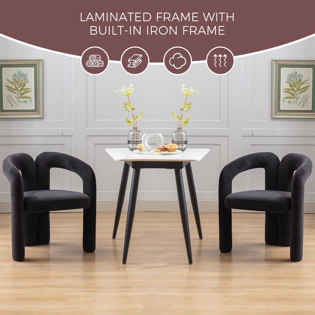 Contemporary Designed Velvet Fabric Upholstered Accent/Dining Chair /Barrel Side Chairs Kitchen Armchair for Living Room set of 2 (Black Velvet) - Grand Goldman Shop