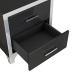 Elegant High Gloss Nightstand with Metal Handle,Mirrored Bedside Table with 2 Drawers for Bedroom,Living Room,Black - Grand Goldman Shop