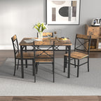 Dining Table Set for 4, Wood Kitchen Table with  Chairs Dinning Table Set for Kitchen & Dining Room, Compact Dining Set for Small Spaces, Rustic Brown - Grand Goldman Shop