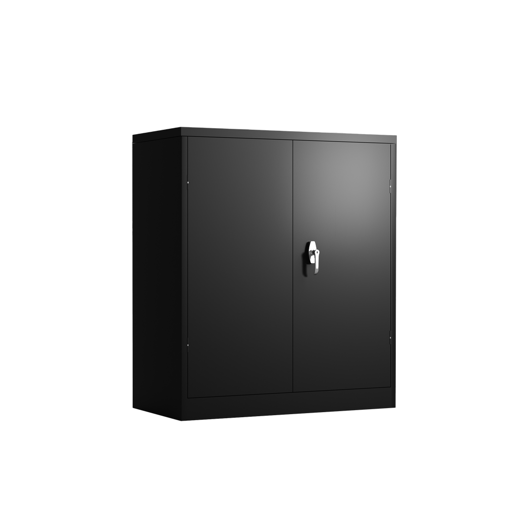 Metal Storage Cabinet with 2 Doors and 2 Shelves, Lockable Steel Storage Cabinet for Office, Garage, Warehouse - Grand Goldma