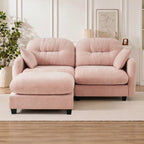 Cloud Sectional L-Shaped Couch With Ottoman,Soft Chenille Fabric,Quilted Pleated Design High-Density Foam,Fits Bedrooms Living Rooms Reading Nooks,Pink - Grand Goldman Shop